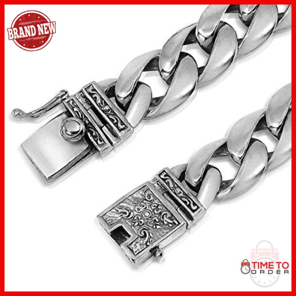Solid 925 Sterling Silver Link Bracelet For Men, … - image 4